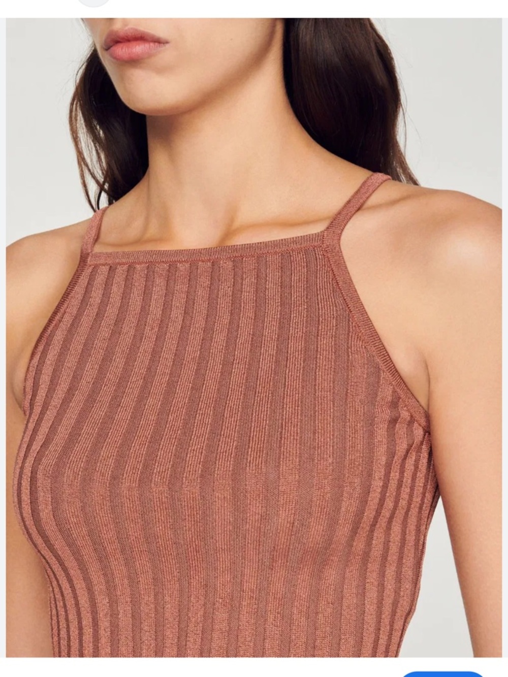 (brand new) Sandro Halter Ribbed Knit Tank in Terracotta (US 2)